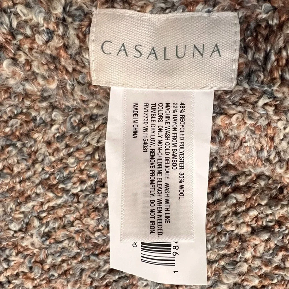 Casaluna Bouncle Large Blanket 99 x 108 in Wool Blend Brown Tan